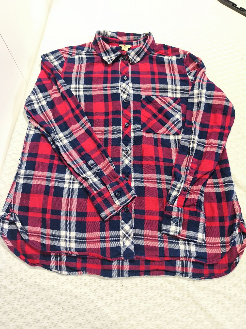 Woolrich Red, Navy & White Plaid Flannel Shirt